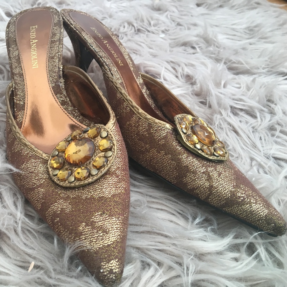 Gold slip on sandal with studs